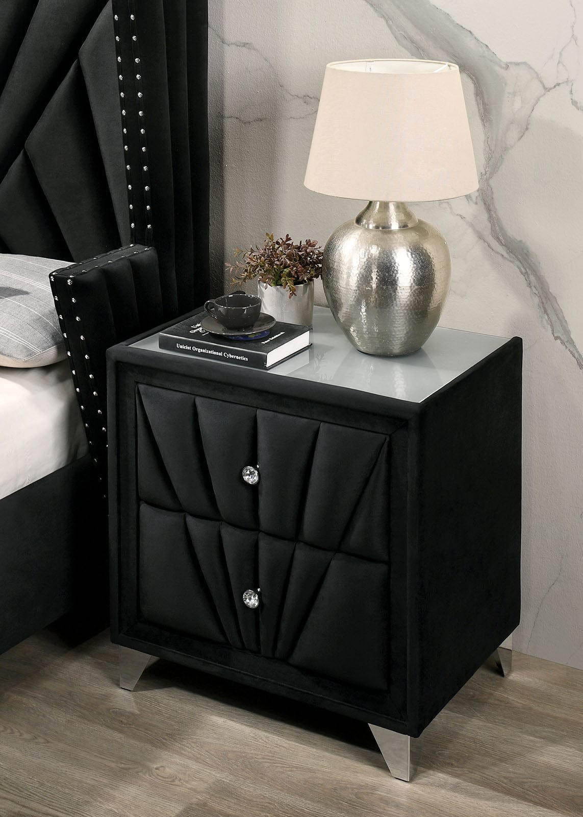 Furniture of America - Carissa Nightstand in Black - CM7164BK-N View 2