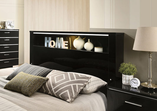 Furniture of America - Carlie 5 Pc. Queen Bedroom Set w/ Chest in Black/Chrome - FOA7039Q-5PC-CHEST View 2