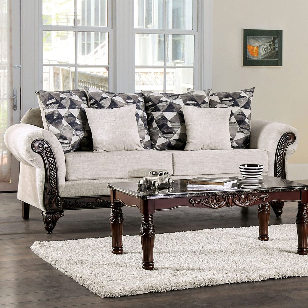 Furniture of America - Cassani Sofa in Light Gray/Walnut - SM7756-SF View 1