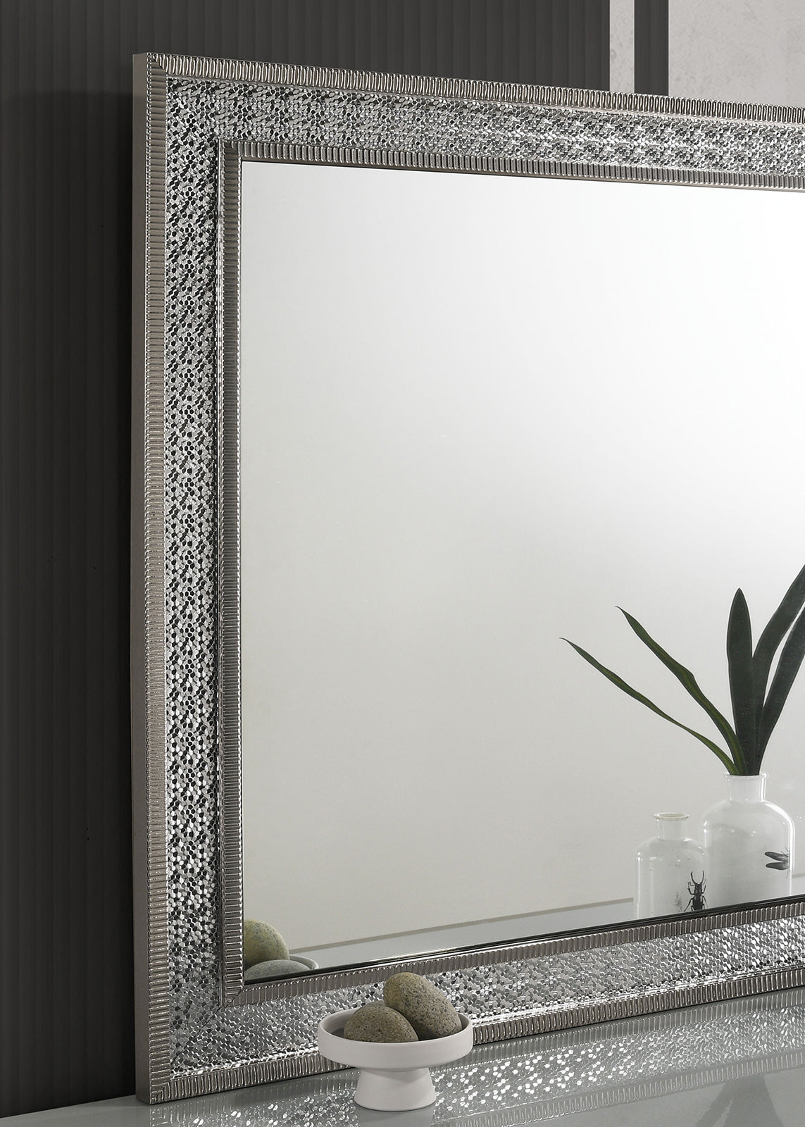Furniture of America - Cassiopeia Rect Mirror in Metallic Gray - FM7254GY-M View 2