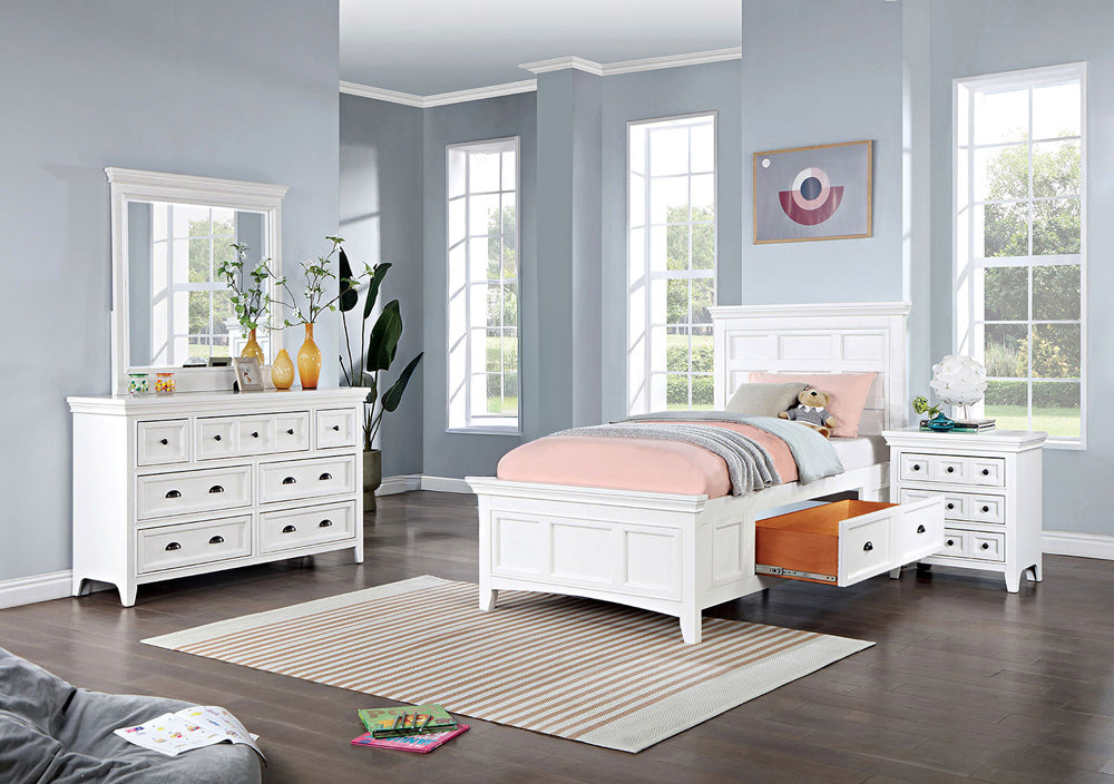Furniture of America - Castile 4 Pc. Twin Bedroom Set in White - CM7413WH-T-4PC View 1