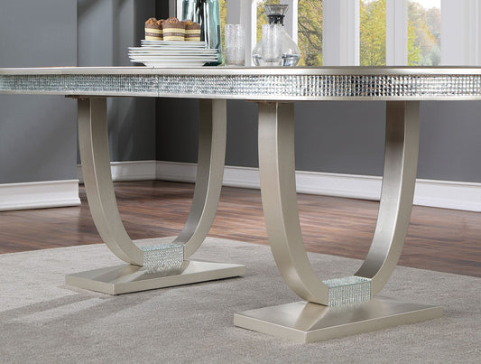 Furniture of America - Cathalina Oval Dining Table in Silver - CM3541SV-T-TABLE View 2