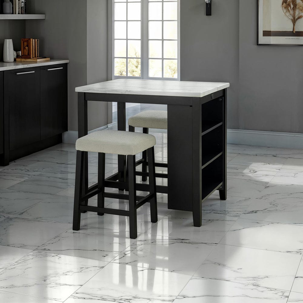 Furniture of America - Chalcedony 3 Pc. Counter Ht. Table Set w/ USB in Black/White/Ivory - SL3401BK-PT-3PK View 6
