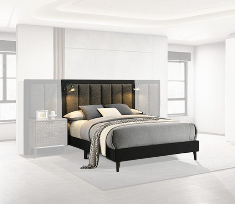 Furniture of America - Chalfont E.King Bed w/ Wall Panel in Dark Brown - FM7272DB-EK-BED+WP
