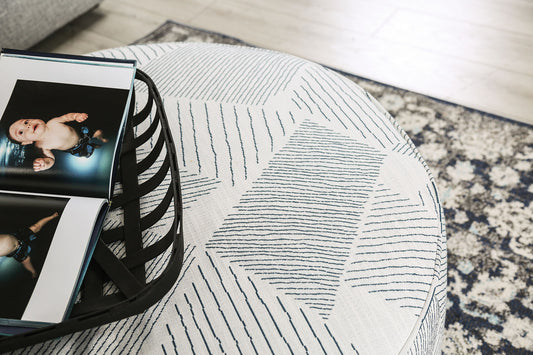 Furniture of America - Chancery Ottoman in Gray/Navy - SM8194-OT View 2