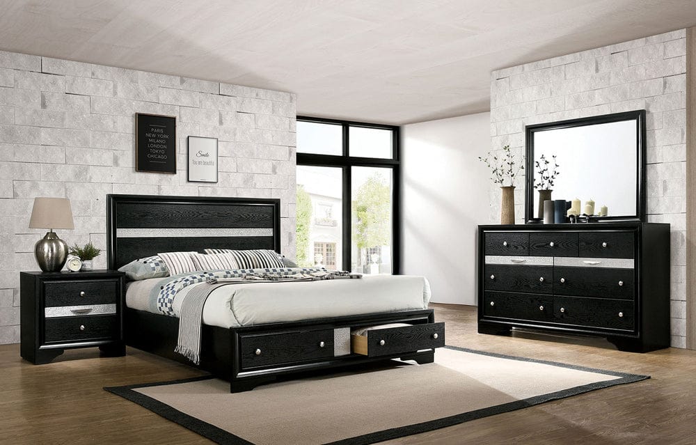 Furniture of America - Chrissy 5 Pc. Queen Bedroom Set w/ 2NS in Black - CM7552BK-Q-5PC-2NS View 1