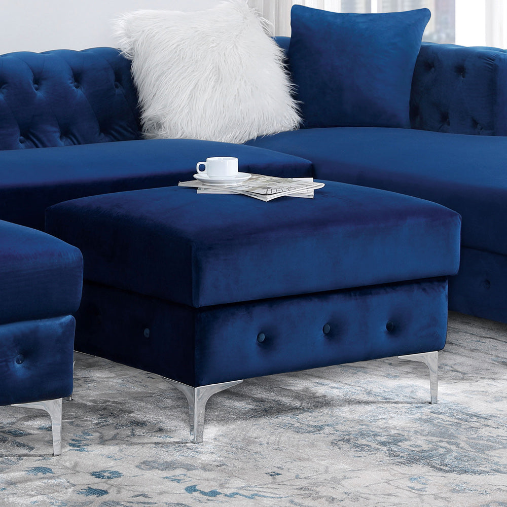 Furniture of America - Ciabattoni Ottoman in Navy - CM6256NV-OT View 2