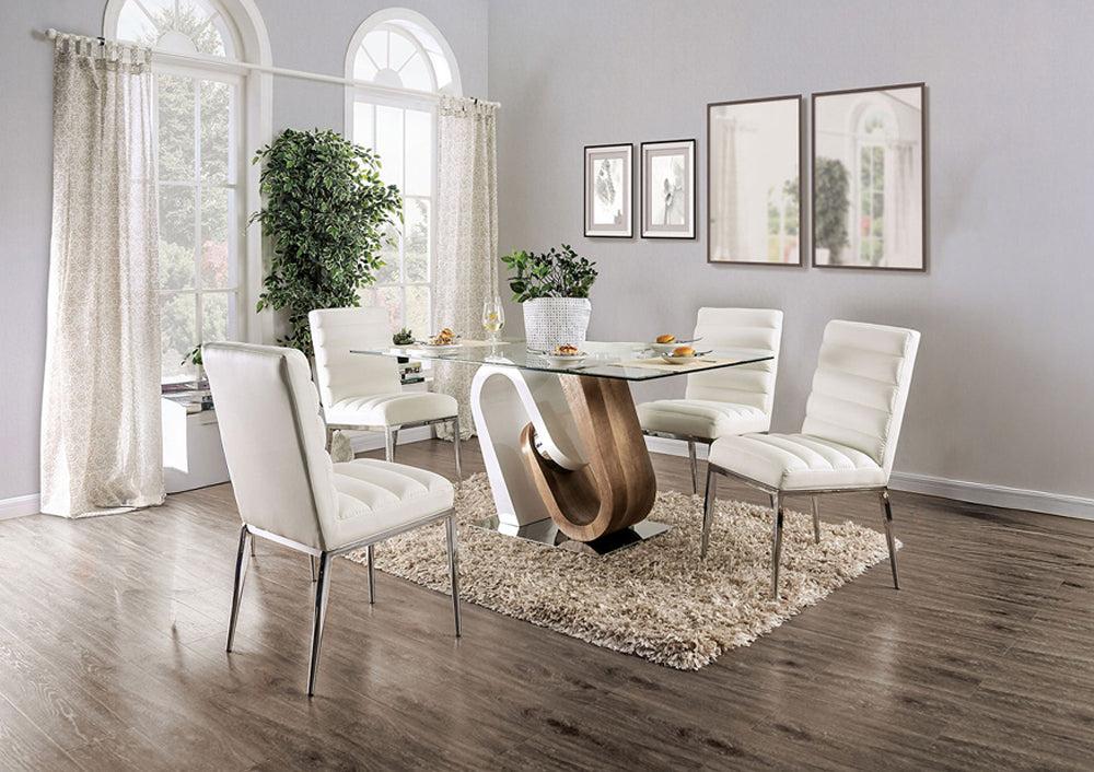 Furniture of America - Cilegon 5 Pc. Dining Table Set in White, Natural Tone - FOA3748T-5PC View 1
