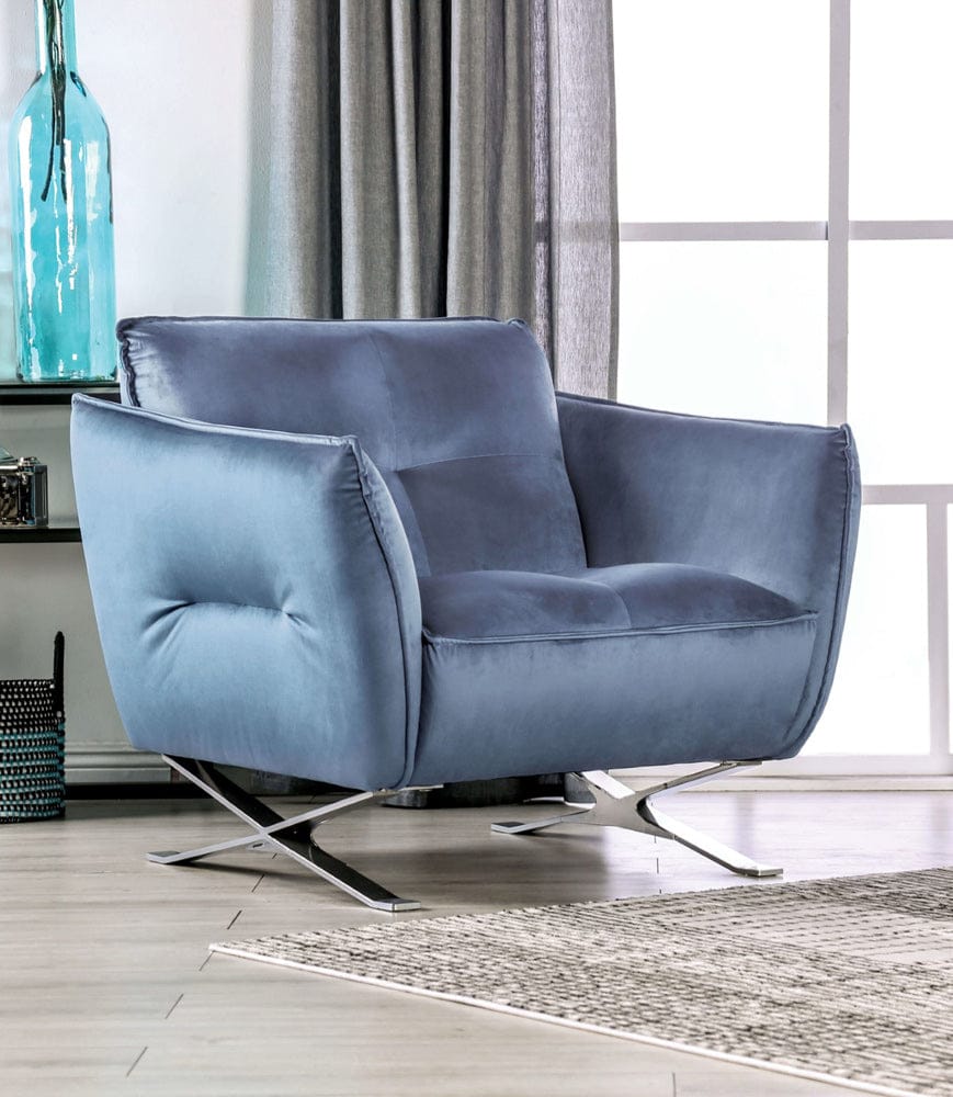 Furniture of America - Civellutino Chair in Light Blue - FM90004-CH-PK View 1