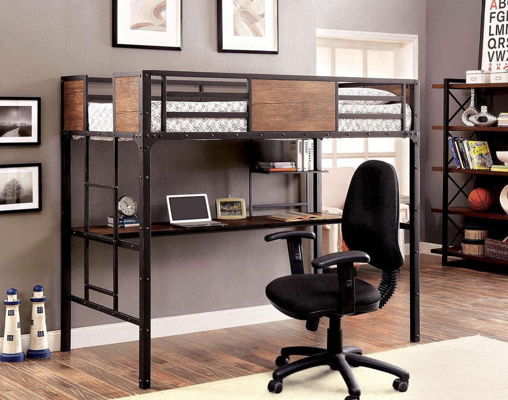 Furniture of America - Clapton Twin Bed w/ Workstation in Black - CM-BK029TD View 2