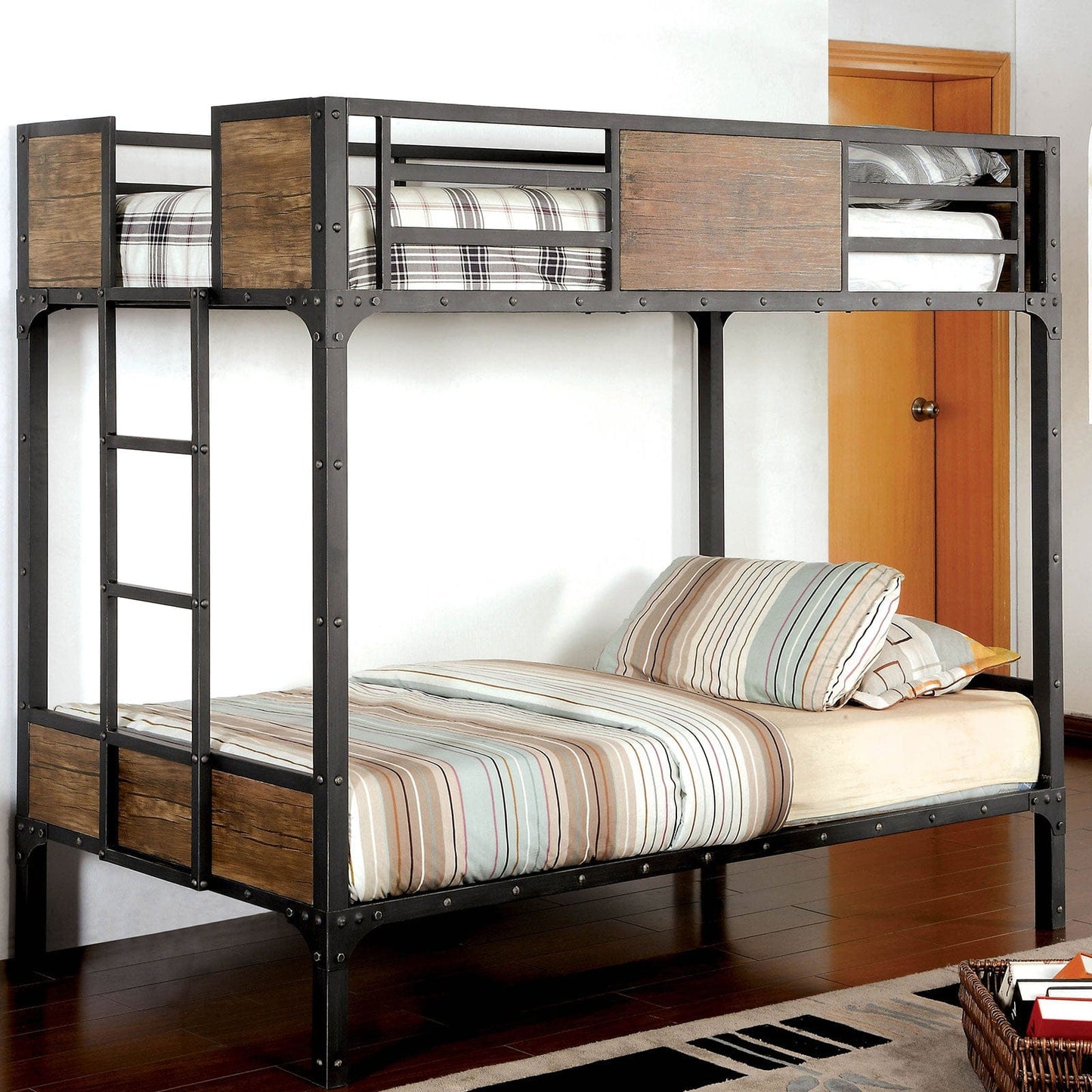 Furniture of America - Clapton Twin/Twin Bunk Bed in Black - CM-BK029TT View 3