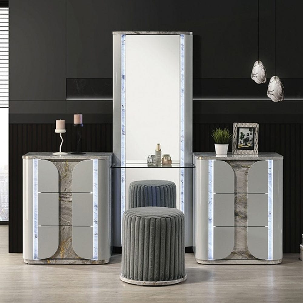 Furniture of America - Cleburne Vanity Set w/ Stool in Light Gray - FM72011LG-V-SET