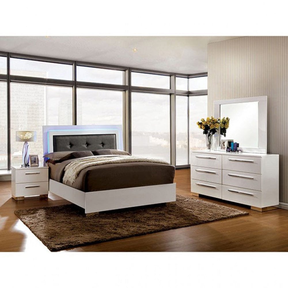 Furniture of America - Clementine 4 Pc. Queen Bedroom Set in Glossy White - CM7201Q-4PC