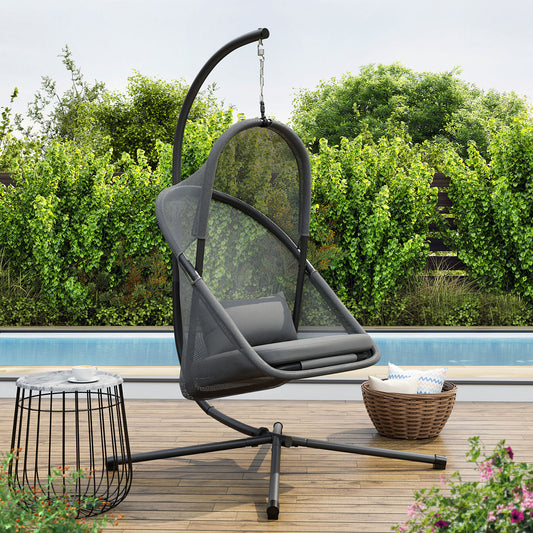 Furniture of America - Crush Swing Chair w/ Stand in Dark Gray - GM-1011DG-SET View 2