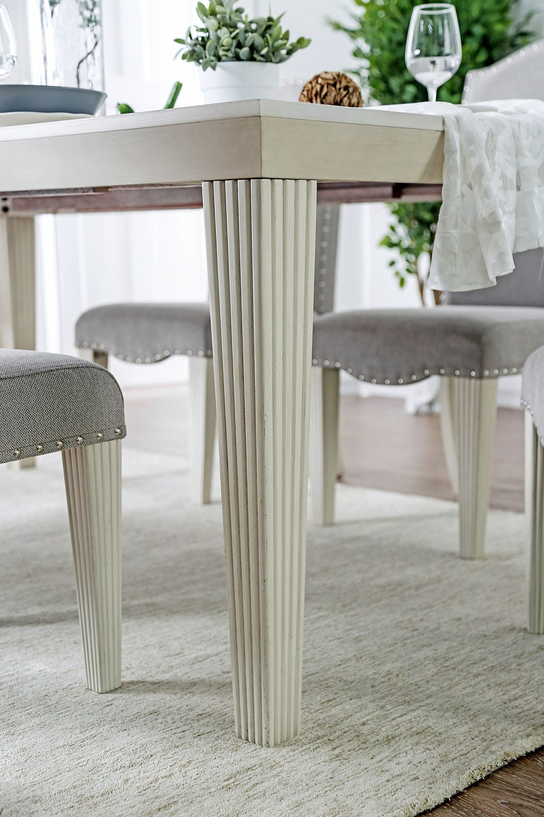 Furniture of America - Daniella Dining Table in Antique White/Gray - CM3630T View 4