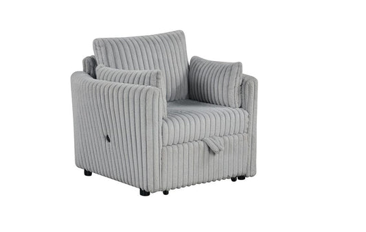 Furniture of America - Denholme Chair w/ Pull Out in Gray - SL64002GY-CH-PK View 2