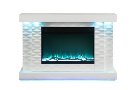 Furniture of America - Dorrit 55" Electric Fireplace in White - FM-AC8012WH-TV View 2