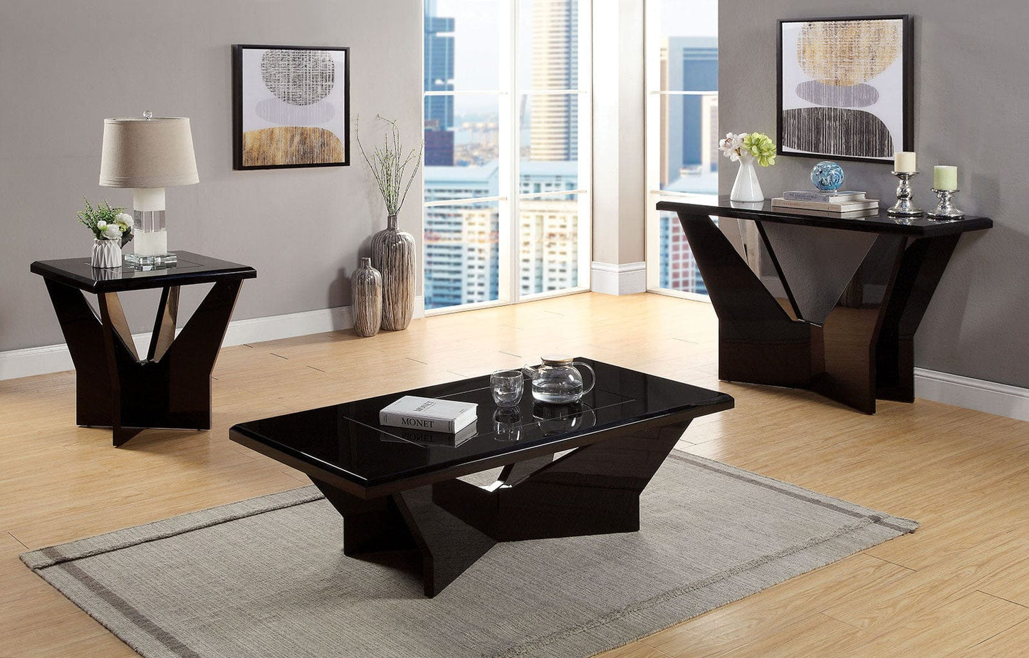 Furniture of America - Dubendorf Sofa Table in Black - CM4183BK-S View 2