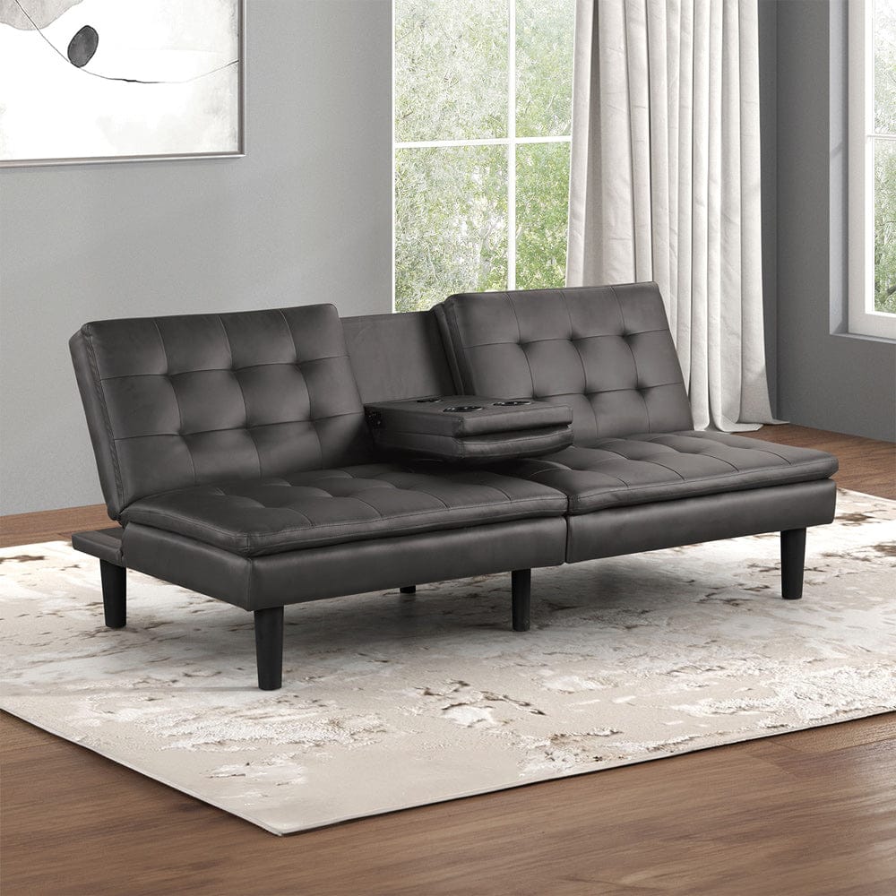 Furniture of America - Eidsberg Futon Sofa Bed w/ Drop Down Table in Gray - FM2908GY View 1