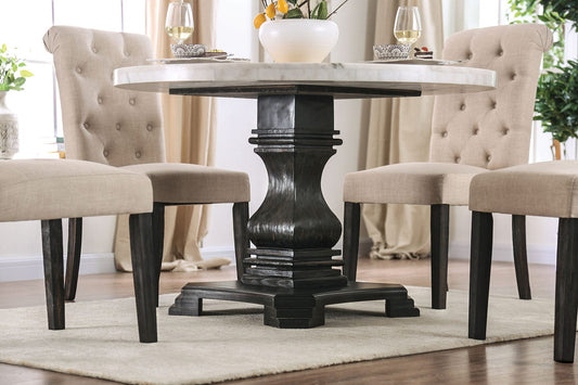 Furniture of America - Elfredo 5 Pc. Round Dining Table Set in White/Antique Black - CM3755RT-5PC-IV View 2