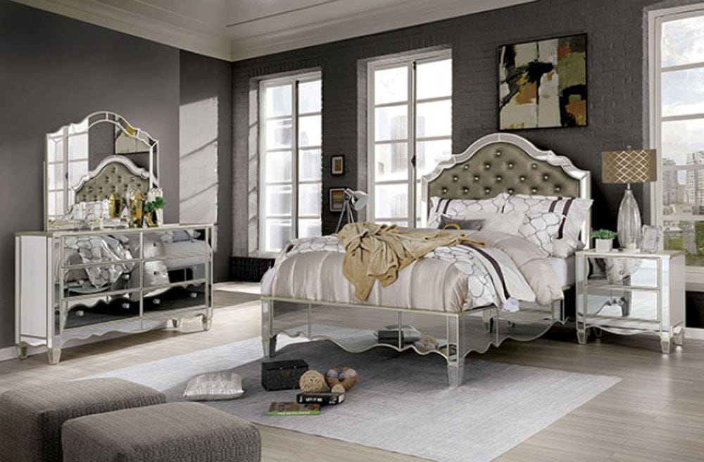Furniture of America - Eliora 4 Pc. Queen Bedroom Set in Silver - FOA7890Q-4PC