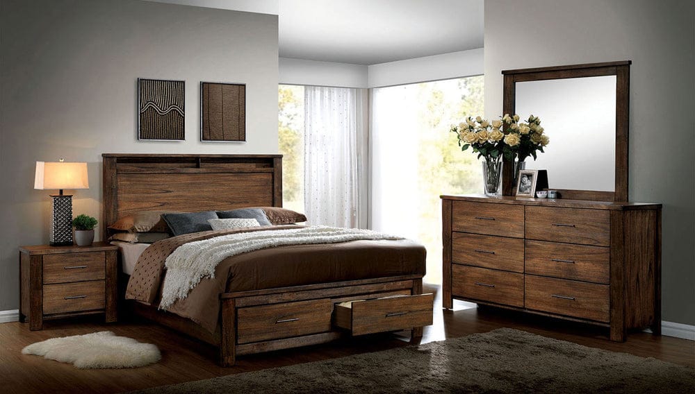 Furniture of America - Elkton 5 Pc. Queen Bedroom Set w/ 2NS in Oak - CM7072Q-5PC-2NS View 1