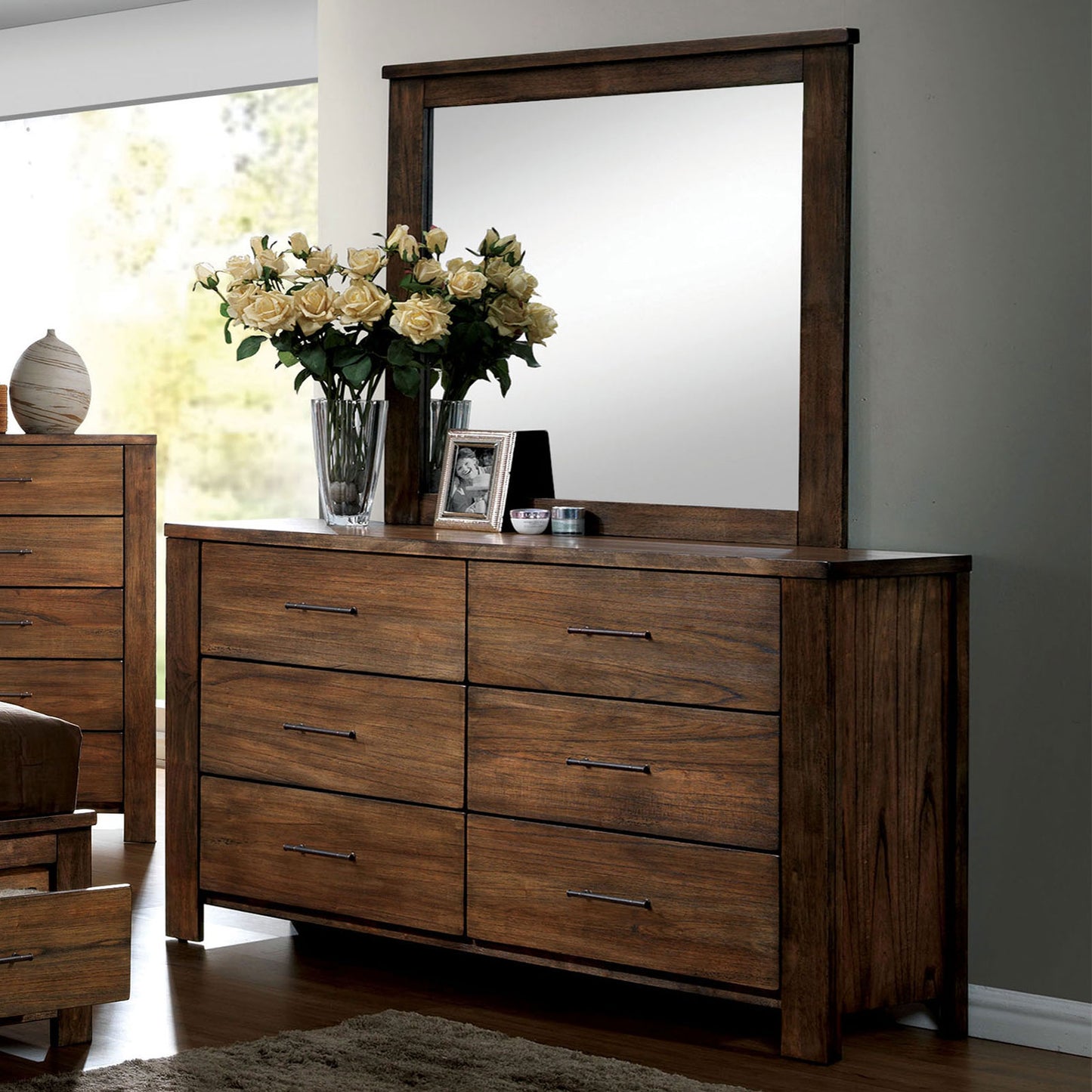 Furniture of America - Elkton Mirror in Oak - CM7072M View 2