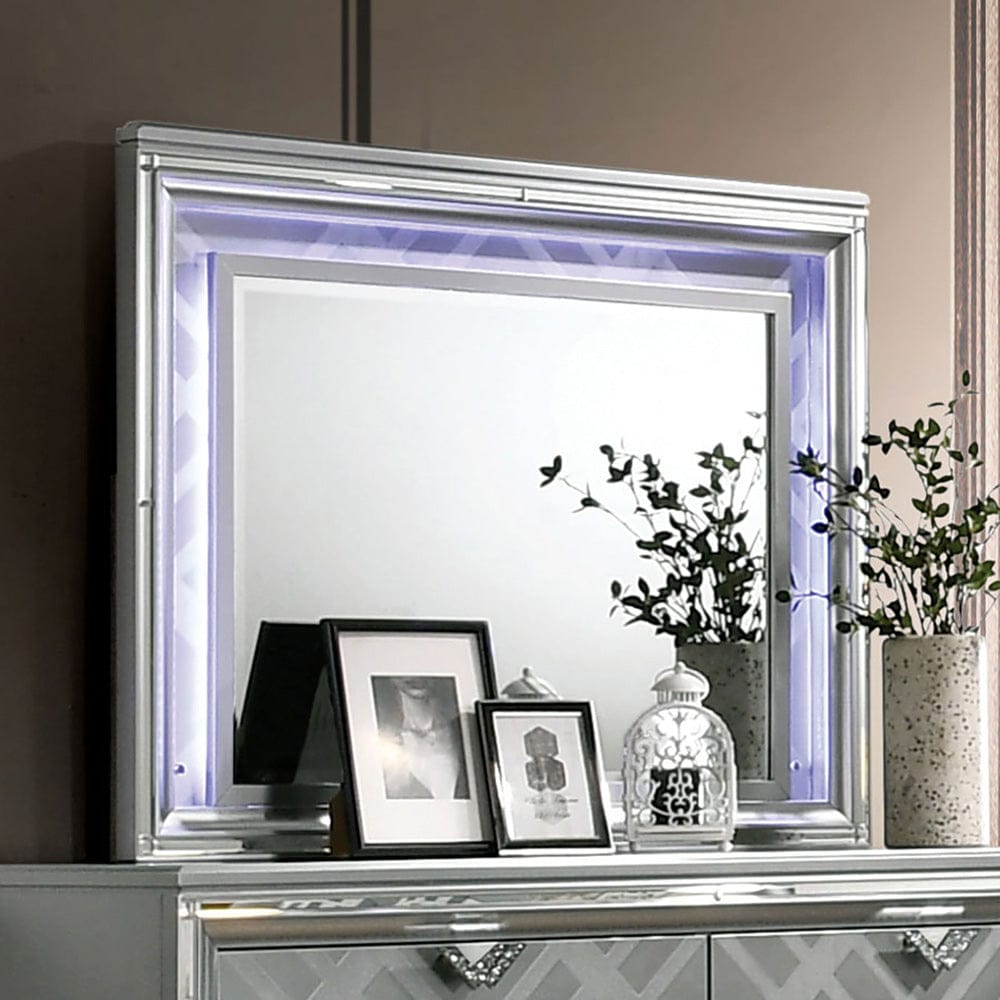 Furniture of America - Emmeline Mirror w/ LED in Silver - FOA7147M View 1