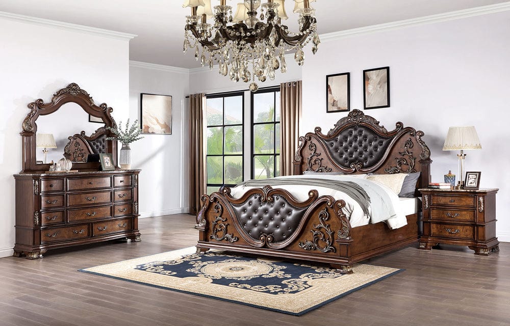 Furniture of America - Esparanza 5 Pc. Queen Bedroom Set w/ 2NS in Brown Cherry - CM7478CH-Q-5PC-2NS View 1