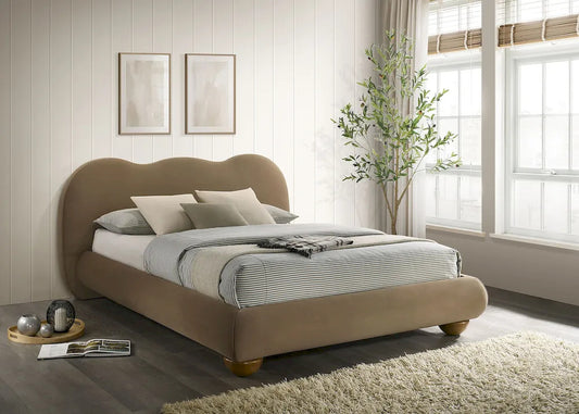 Furniture of America - Finamore - Queen Bed, Brown Velvet - FM72005BR-Q-BED view 2