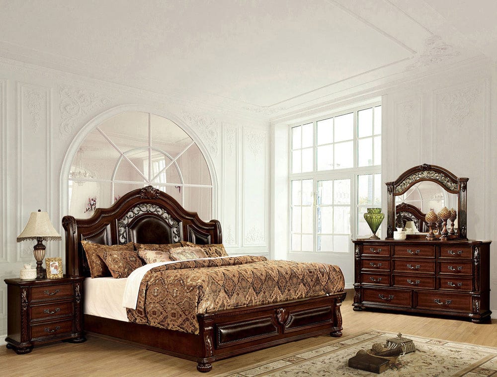 Furniture of America - Flandreau 5 Pc. Queen Bedroom Set w/ 2NS in Brown Cherry/Espresso - CM7588Q-5PC-2NS View 1