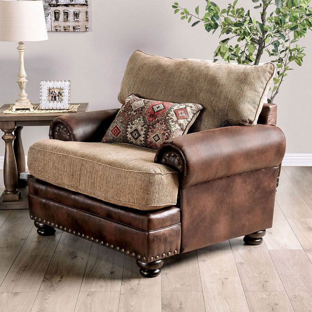 Furniture of America - Fletcher Chair in Brown/Tan - SM5148-CH View 1