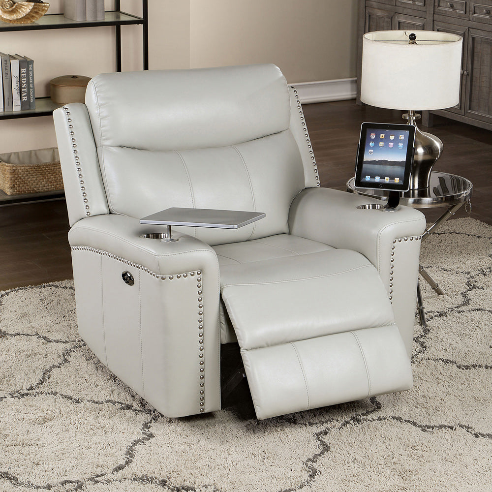 Furniture of America - Florine Power Glider Recliner in Light Gray - CM6252LG-CH-PM View 1
