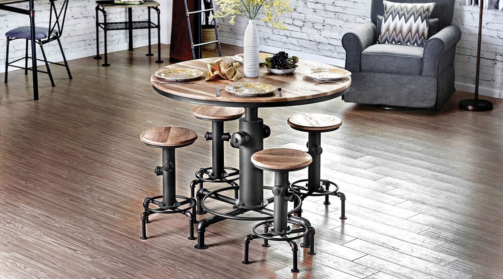 Furniture of America - Foskey 5 Pc. Counter Ht. Table Set in Antique Black, Natural Tone - CM3367PT-5PC View 1