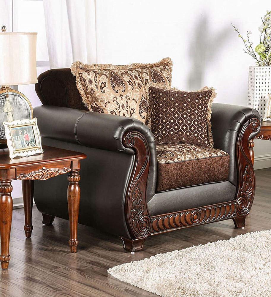 Furniture of America - Franklin Chair in Dark Brown/Tan - SM6106N-CH View 1