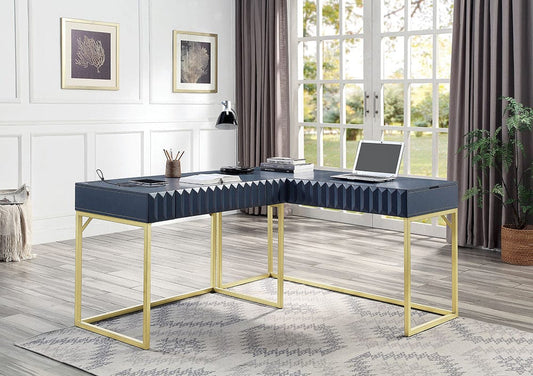 Furniture of America - Freiburg Corner Desk in Antique Blue - CM-DK406BL-PK View 2