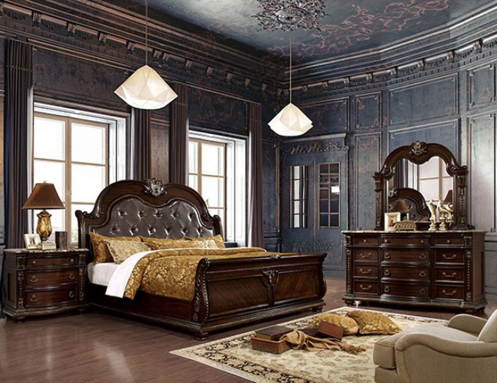 Furniture of America - Fromberg 5 Pc. Queen Bedroom Set w/ 2NS in Brown Cherry - FM7670Q-5PC-2NS