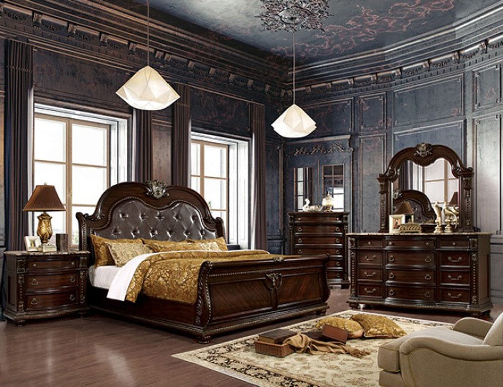 Furniture of America - Fromberg 5 Pc. Queen Bedroom Set w/ Chest in Brown Cherry - FM7670Q-5PC-CHEST