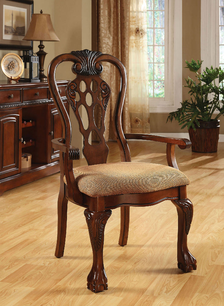 Furniture of America - Georgetown Arm Chair Set of 2 in Cherry/Beige - CM3222AC-2PK View 1