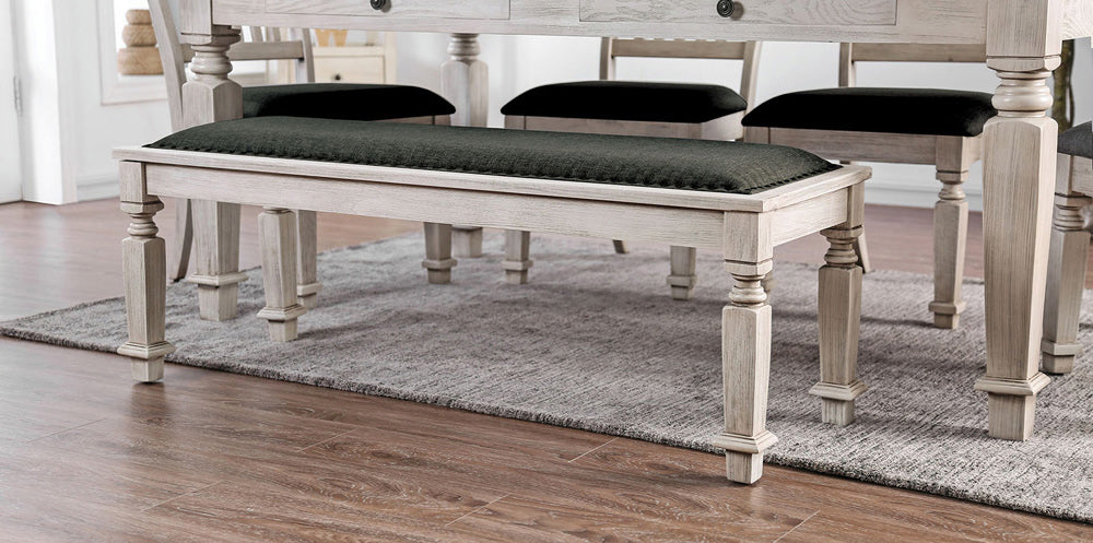 Furniture of America - Georgia Bench in Antique White/Gray - CM3089BN View 1