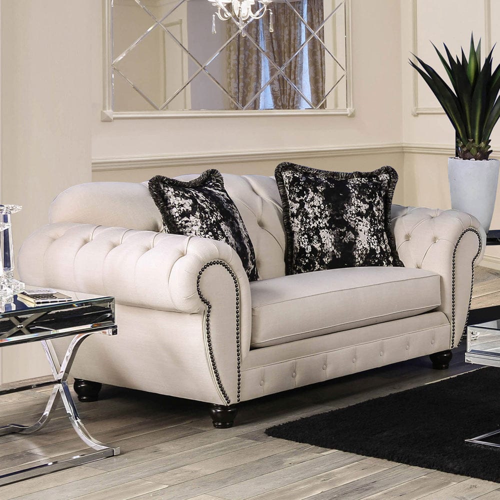 Furniture of America - Gilda Loveseat in Beige/Black - SM2292-LV View 1