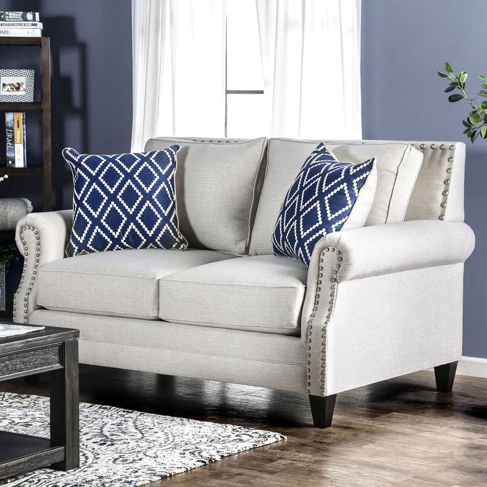 Furniture of America - Giovanni Loveseat in Beige/Blue - SM2672-LV View 1
