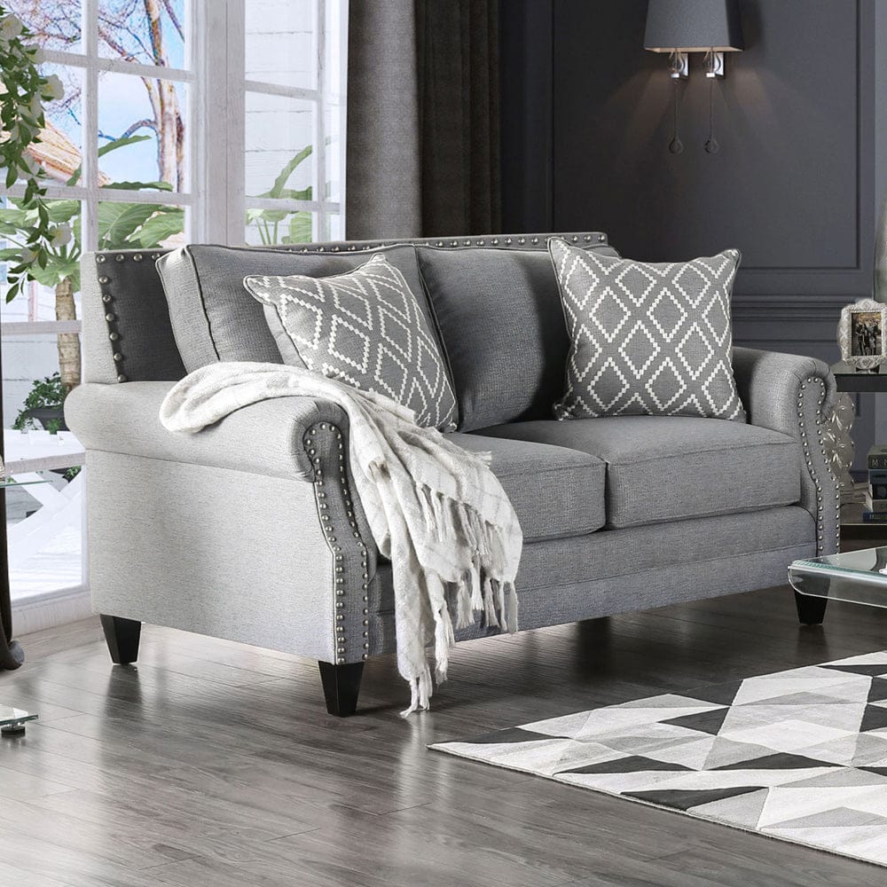 Furniture of America - Giovanni Loveseat in Gray - SM2673-LV View 1
