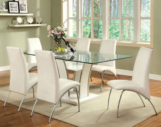 Furniture of America - Glenview Dining Table in Glass, Metal - CM8372WH-T-TABLE View 2