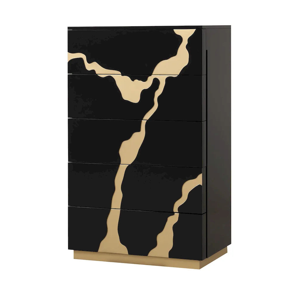 Furniture of America - Goldsberg - 4 Pc. Queen Bedroom Set w/ Chest - Black/Gold - FM7425BK-Q-G-5PC-C view 3