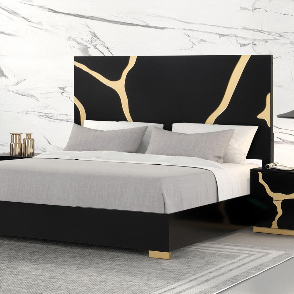 Furniture of America - Goldsberg E.King Bed w/ Gold Trim in Black/Gold - FM7425BK-EK-G-BED View 1
