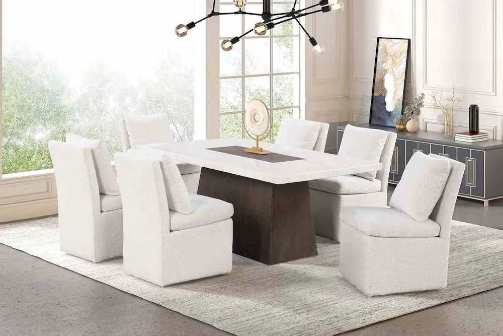 Furniture of America - Grasten - 6 Pc. Dining Table Set, Chair w/ Caster - FM3332DB-T-7PC-00WH view 1