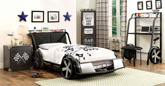 Furniture of America - Gt Racer Full Bed in Silver/Gun Metal - CM7946F-BED View 2
