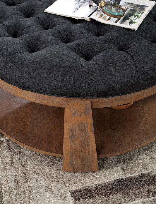 Furniture of America - Guis Round Coffee Table in Natural Tone/Dark Gray - CM4411DG-C View 2