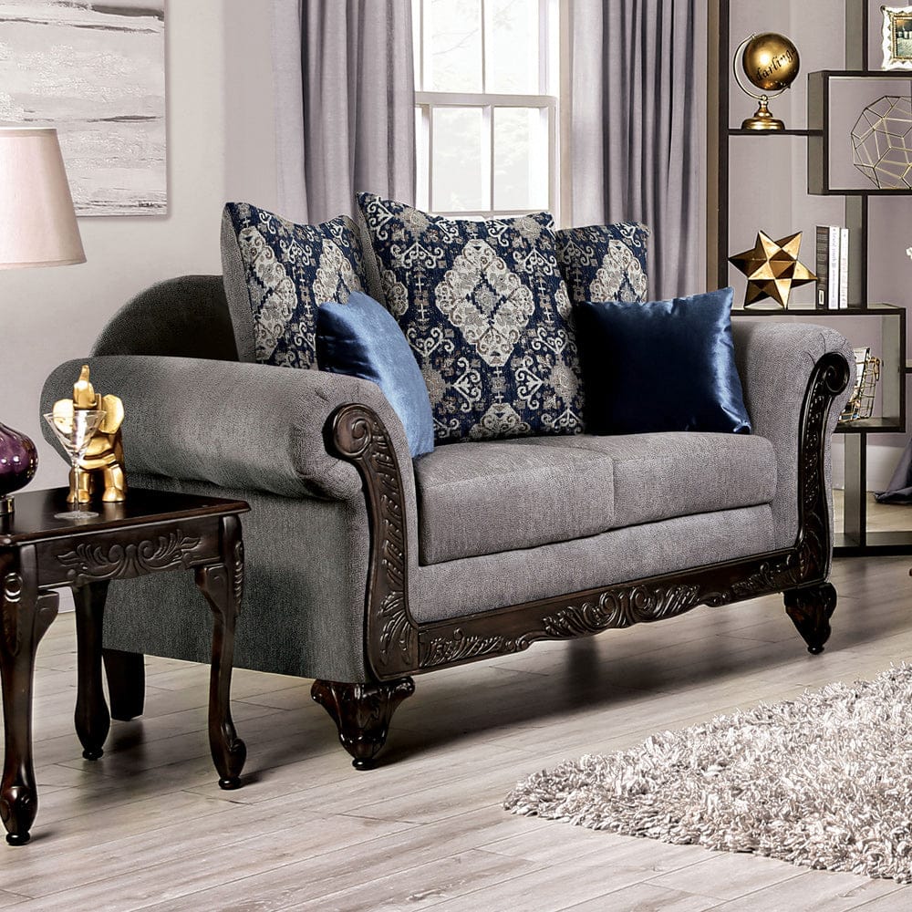 Furniture of America - Gustavo Loveseat in Gray/Walnut - SM7306-LV View 1